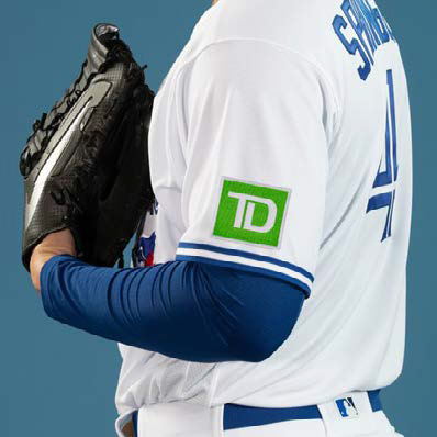 TD shield on Toronto Blue Jays’ jersey